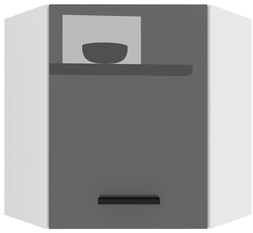 Kuchynská skrinka Belini horná rohová 60 cm šedý lesk INF SGN60/2/WT/S/0/B1