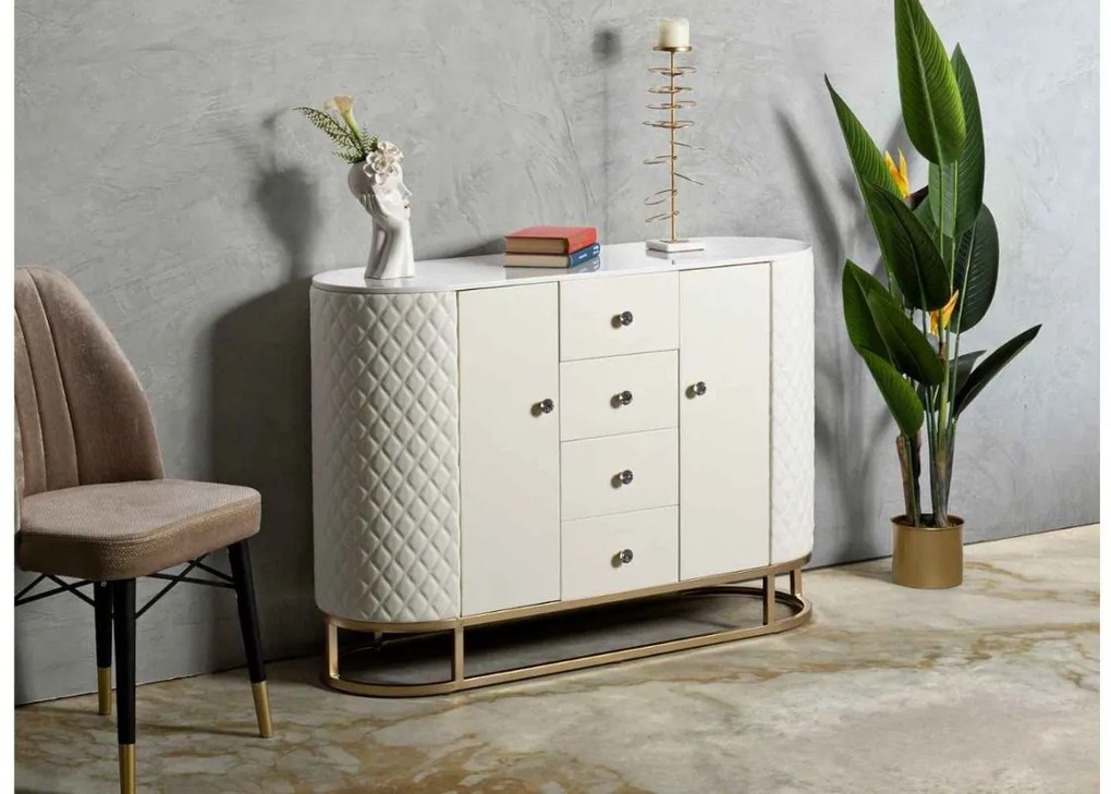 Dizajnová komoda Pembroke 120 cm biela