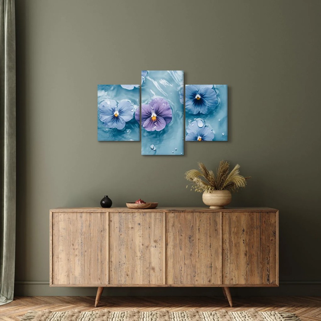 Obraz - Fialky vo vode (90x60 cm)