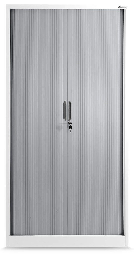 Kovová skriňa so žalúziovými dverami DAMIAN, 900 x 1850 x 450 mm, bielo-šedá