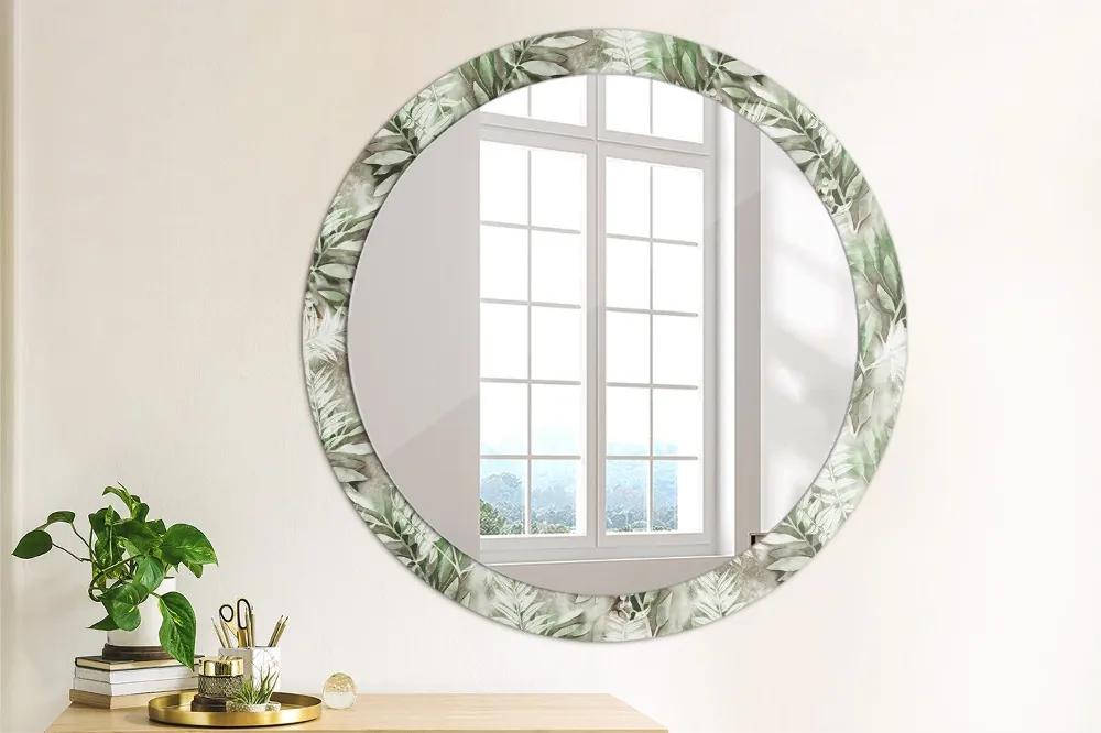Okrúhle ozdobné zrkadlo Listy akvarelu fi 90 cm