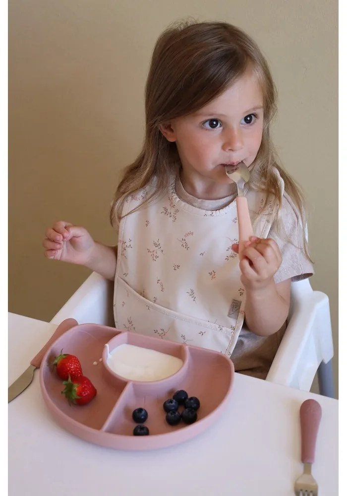 Červený/v lososovej farbe detský príbor 3 ks zo silikónu Rose Mix – Cam Cam Copenhagen