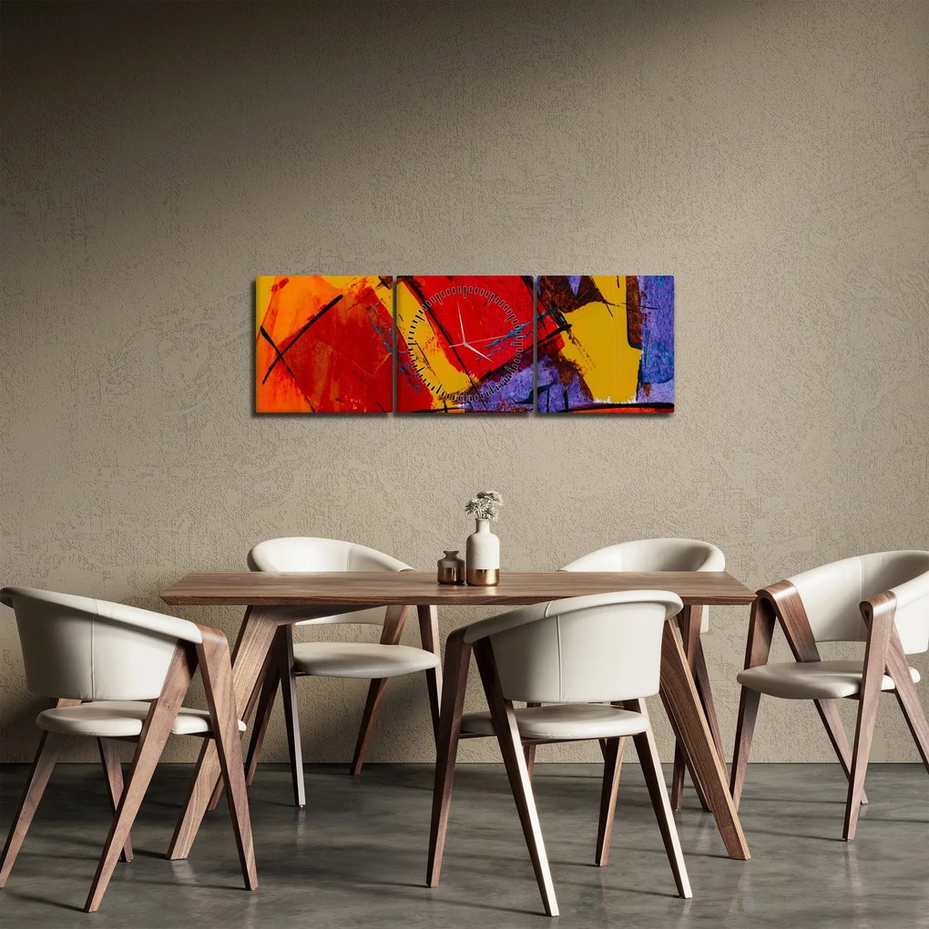 Obraz abstrakcie (s hodinami) (90x30 cm)