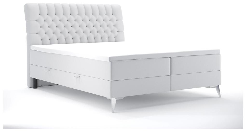 Kontinentálna posteľ 180 cm Molera (biela ekokoža) (s úložným priestorom). Vlastná spoľahlivá doprava až k Vám domov. 1044261