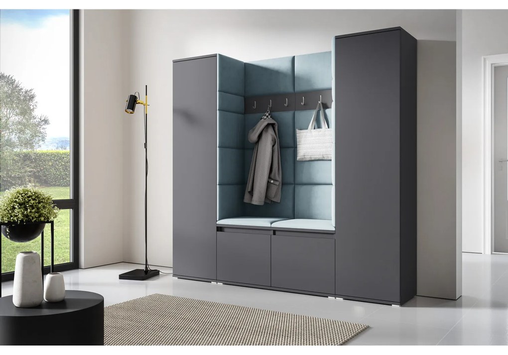 Predsieňová stena AMI 31 Bez zrkadla Grafit Modrá