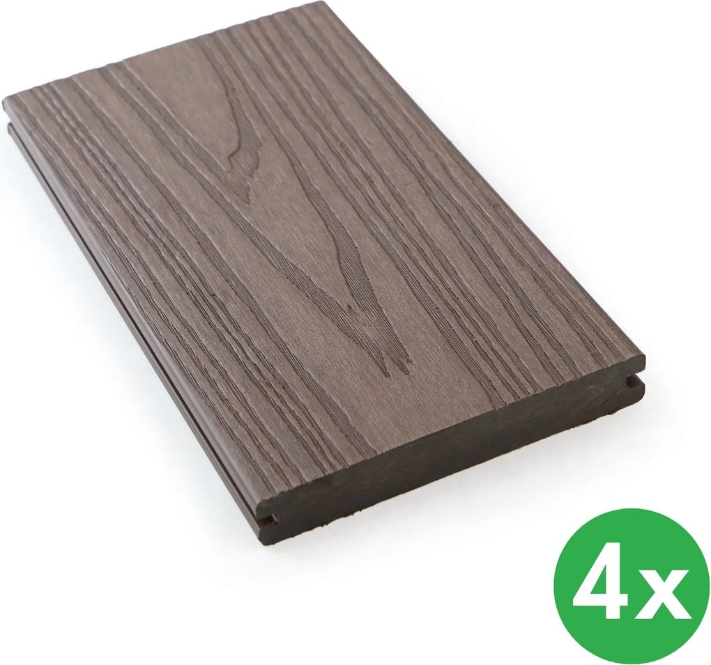 Terasové dosky WPC koextrudované, plný profil, 140 × 23 × 2850 mm, 4 ks, rosewood