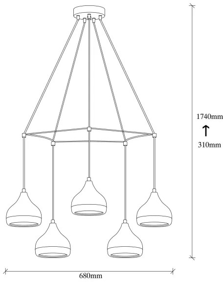 Luster na lane YILDO 5xE27/40W/230V čierna/medená