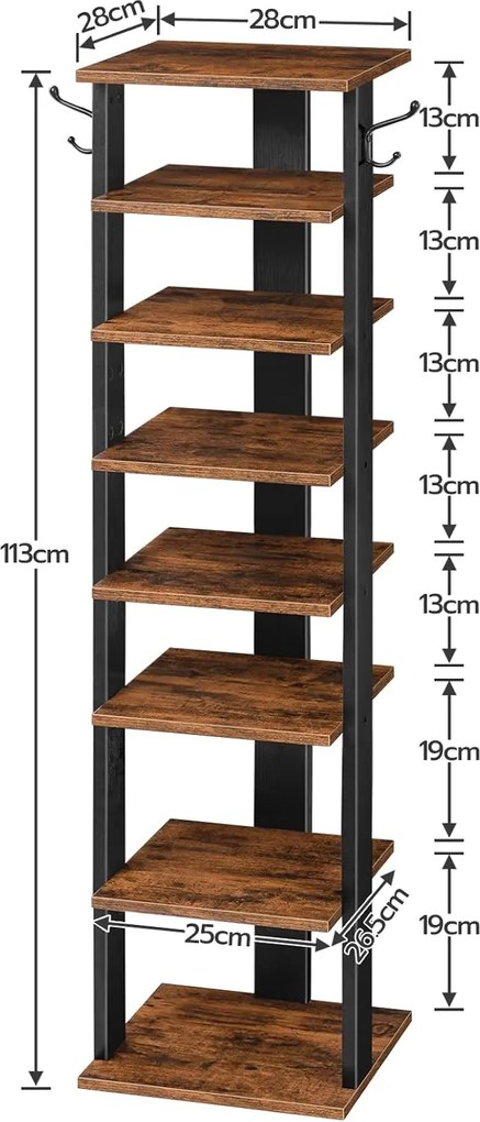 Botník Vasagle Kloudy 28 cm černý/hnědý