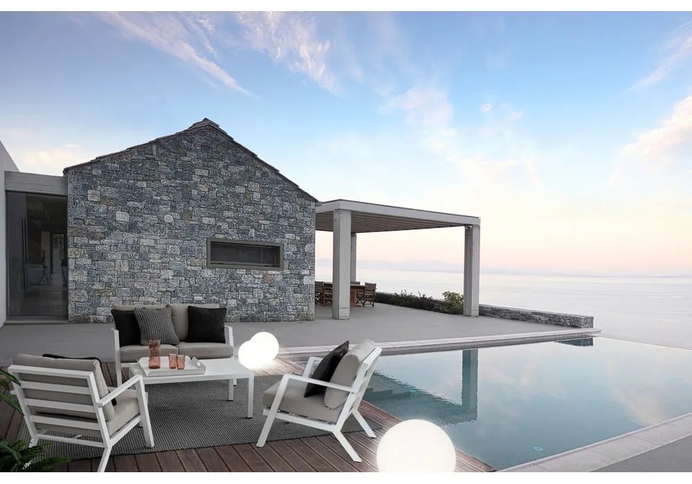 Bielá hliníková záhradná lounge súprava pre 4 Harley – Bizzotto