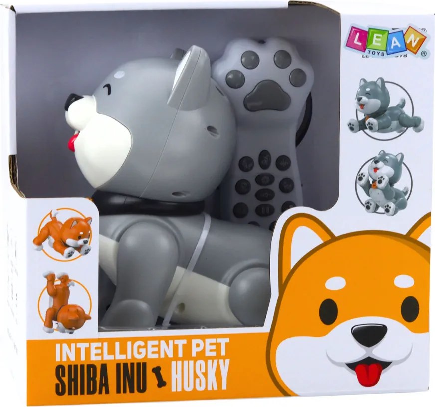 LEAN Toys Interaktívny robot Husky Dog diaľkovo ovládaný RC Voice Tricks Grey