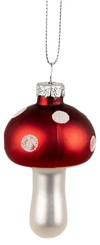 Christmas Ornament Mushroom ? 4x7 Cm Red White Glass Christmas Tree Decorations - 4,00 cm
