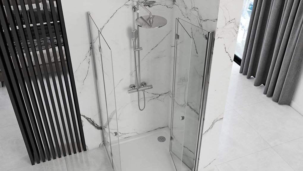 Obdĺžnikový zalamovací sprchový kút REA FOLD N2 80x120 cm, chróm/transparent - bez vaničky