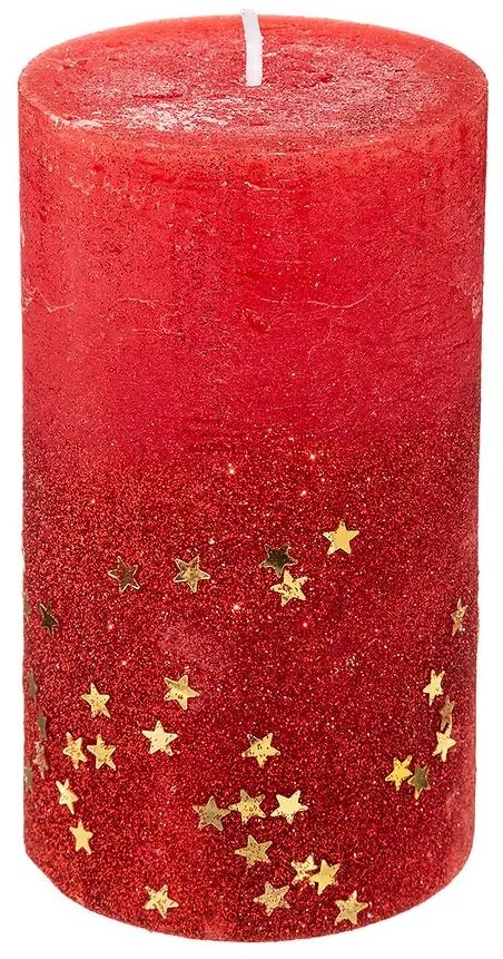 Svieca trblietky červená L12x7cm 129848rg