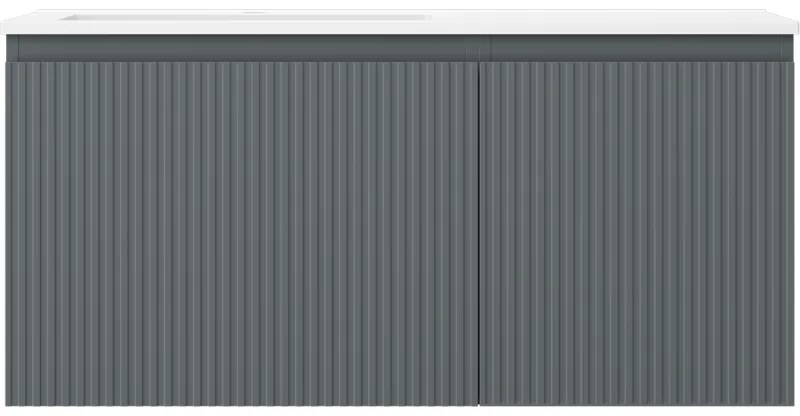 Mexen Rivel, kúpeľňová skrinka 100 cm s umývadlom Otis vľavo, 1S, 1D, drážkovaná, grafitová matná/biela matná, 91A23-10047-3-BBFF66-W18L01