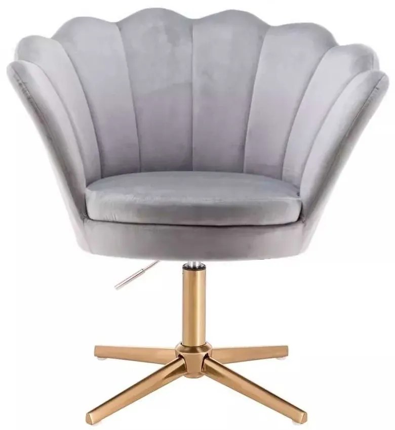 LuxuryForm DESIGN Kreslo FREY VELUR na zlatom kríži - svetlo šedé