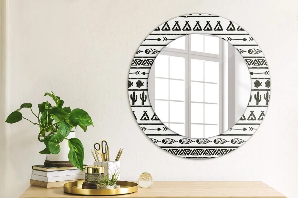 Boho minimalista Okrúhle dekoračné zrkadlo na stenu