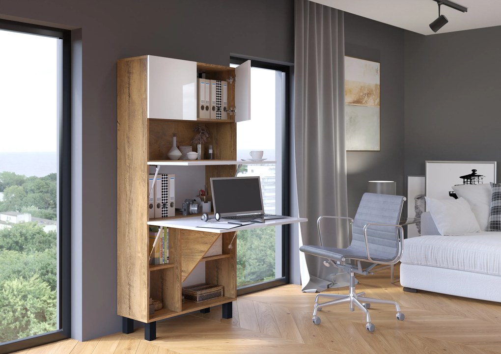 PC stolík Home (biela lesklá + dub burgundský). Akcia -22%. Vlastná spoľahlivá doprava až k Vám domov. 1124936