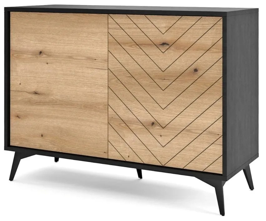 KOMODA PHILIPPE II ČIERNA / DUB EVOKE 104 cm