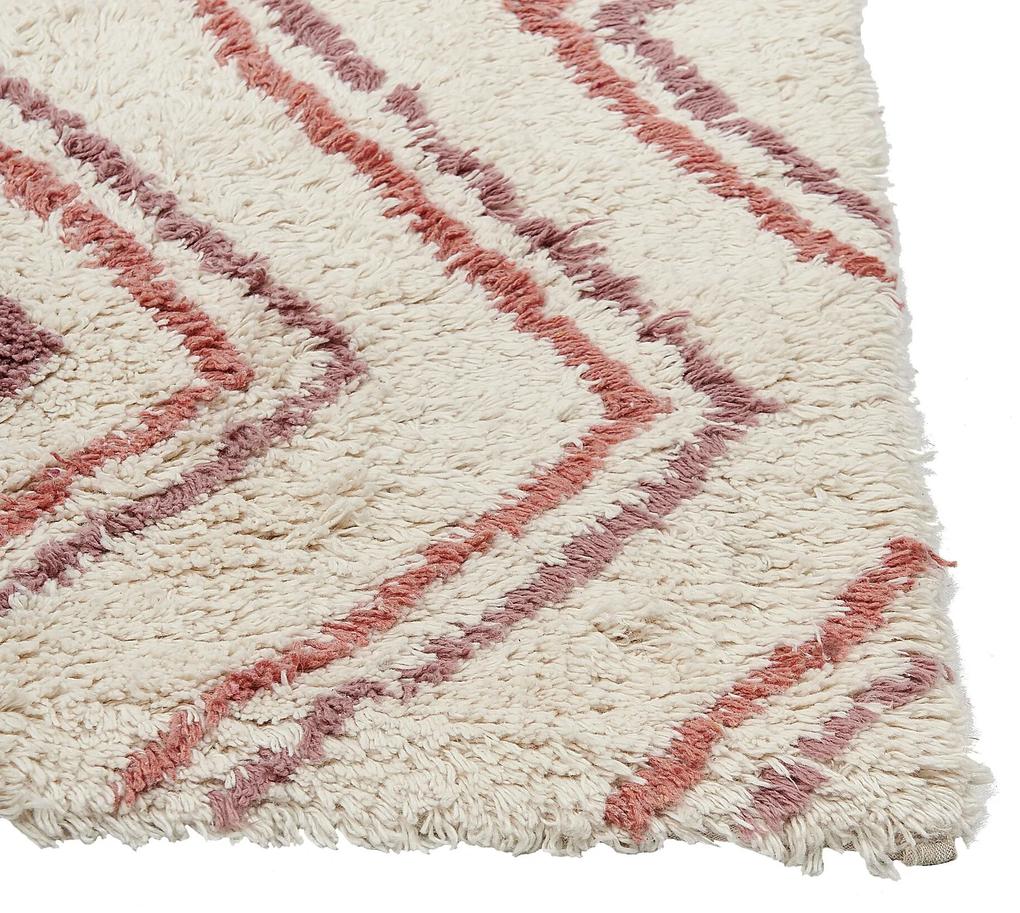 Bavlnený koberec 140 x 200 cm béžová/ružová KASTAMONU Beliani