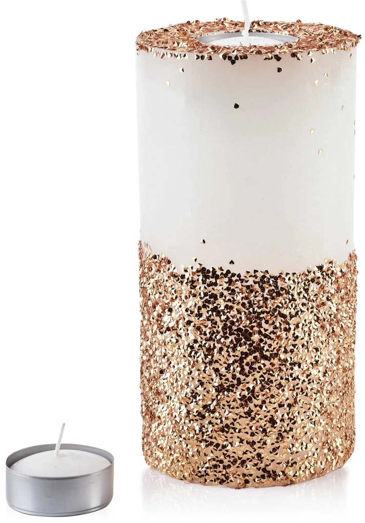 Střední moderní svícen Diament 24 cm bílo-zlatý
