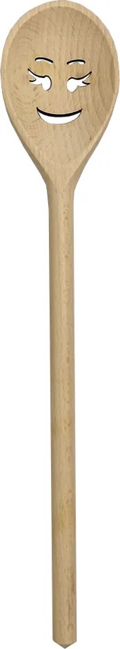 AMADEA Drevená vareška s tvárou, masívne drevo, dĺžka 30 cm