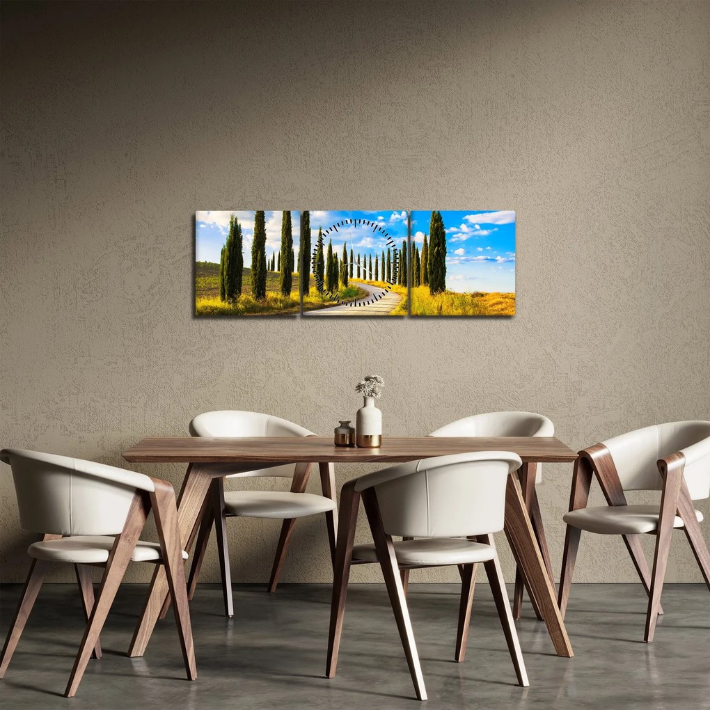 Obraz - Krajina (s hodinami) (90x30 cm)