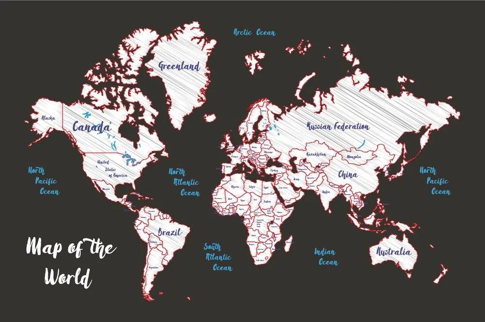 Tapeta jedinečná mapa sveta - 150x100