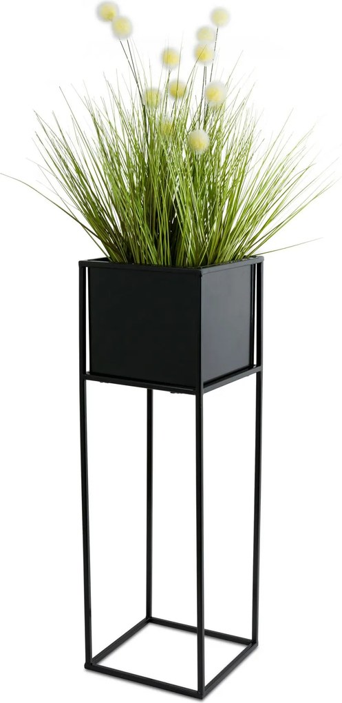 KOVOVÝ KVETINÁČ SO STOJANOM PLAIN 70X24 CM ČIERNA