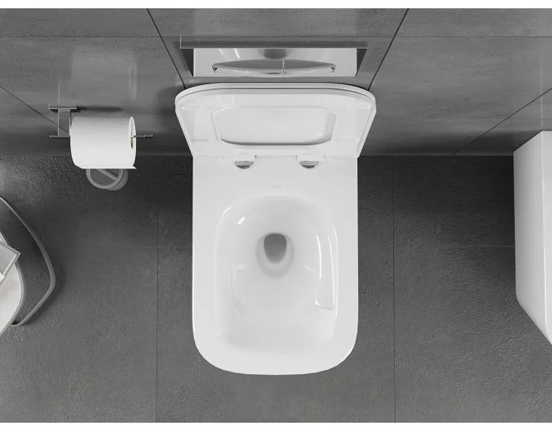 Mexen Teo, závesná WC misa 510x345x340 mm, Rimless Tornádo + WC sedadlo z duroplastu, biela lesklá, 30850700T