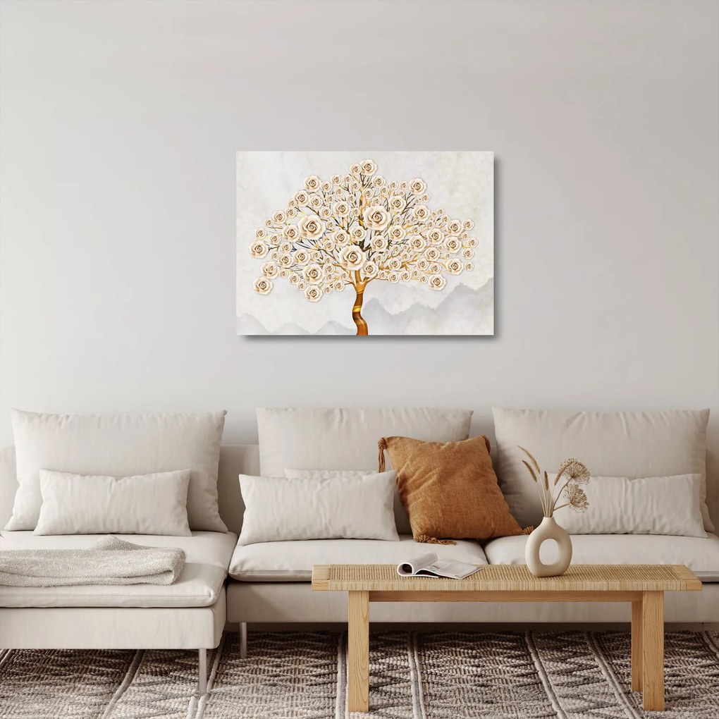 Sklenený obraz kvetinového stromu (70x50 cm)