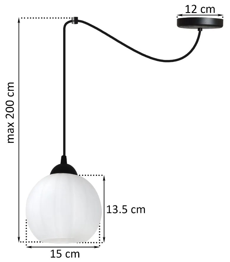 Závesné svietidlo Costa Spider, 1x biele sklenené tienidlo, b