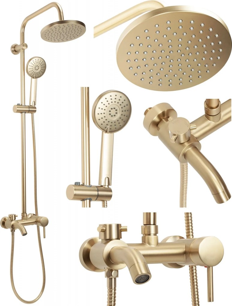 Sprchová súprava Rea LUIS s výtokom do vane - zlatá brúsená