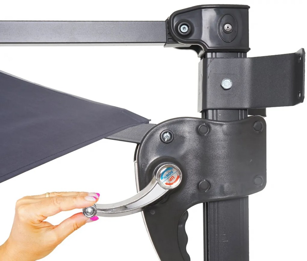 Nástenný slnečník Casoria 3 m polyester hliník/oceľ - sivá