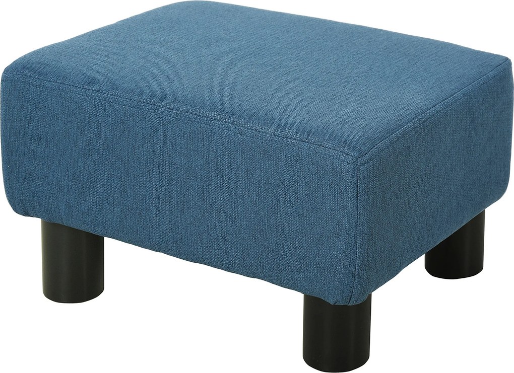 HOMCOM Nízky Taburet na Nohy do Obývačky Čalúnený Látkou S Kocourovou Štruktúrou Rectangularový Ottoman pre Obývačku a Spálňu Námornícka Modrá | Aosom