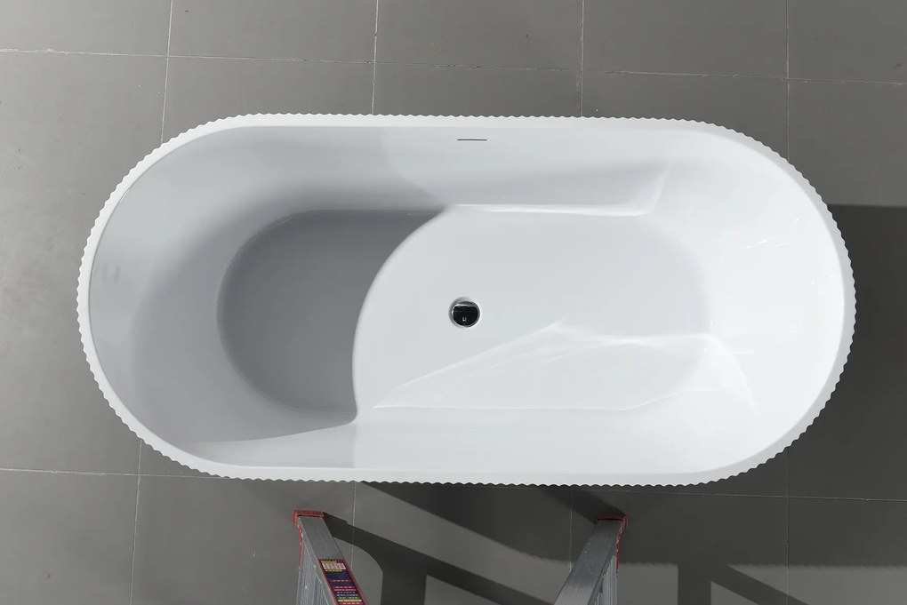 Erga April, voľne stojaca vaňa 170x80 cm + odtoková zátka, biela lesklá, ERG-April-170080-WH-WH
