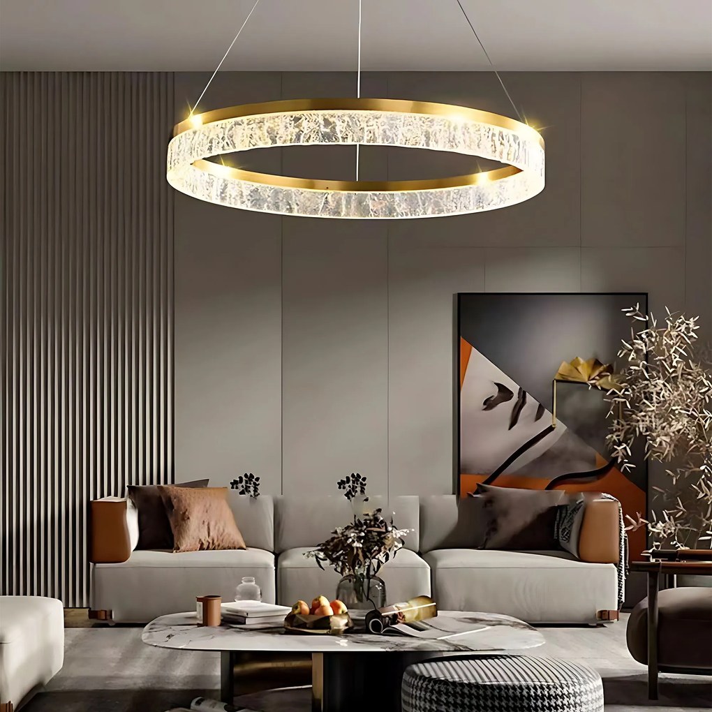 Toolight Toolight, LED závesné osvetlenie 80cm, 50W, 3000K, LHJ047-CP, zlatá lesklá, OSW-50022