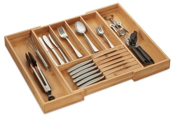 Výsuvný podnos na príbor vyrobený z bambusu, RD45687