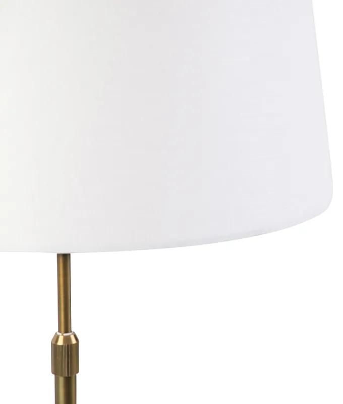 Bronzová stolová lampa s ľanovým tienidlom biela 35cm - Parte
