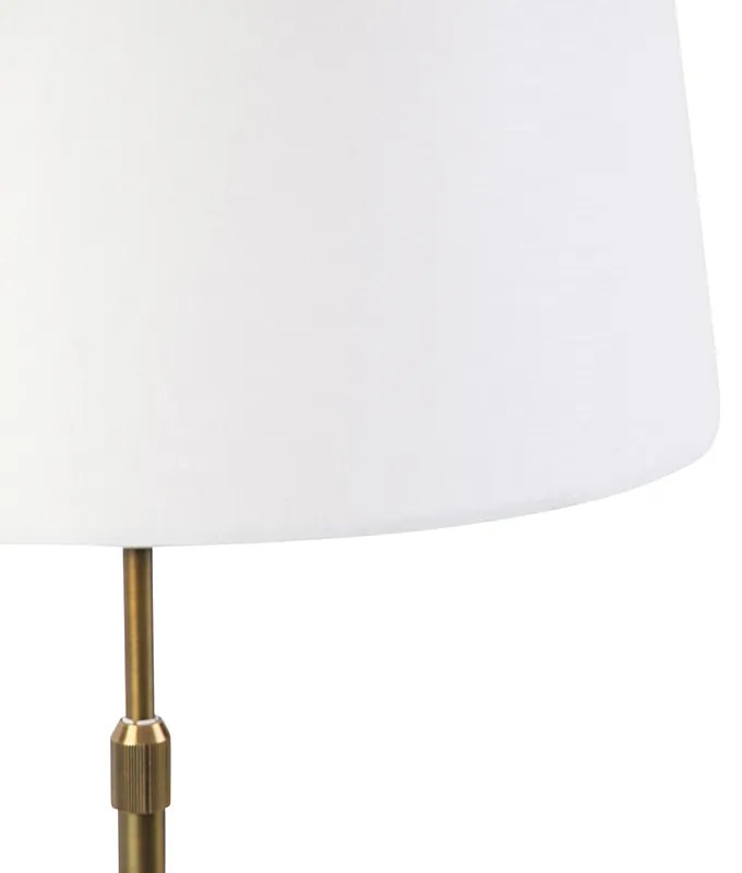 Stolná lampa bronzová s tienidlom z ľanu biela 35 cm - Parte