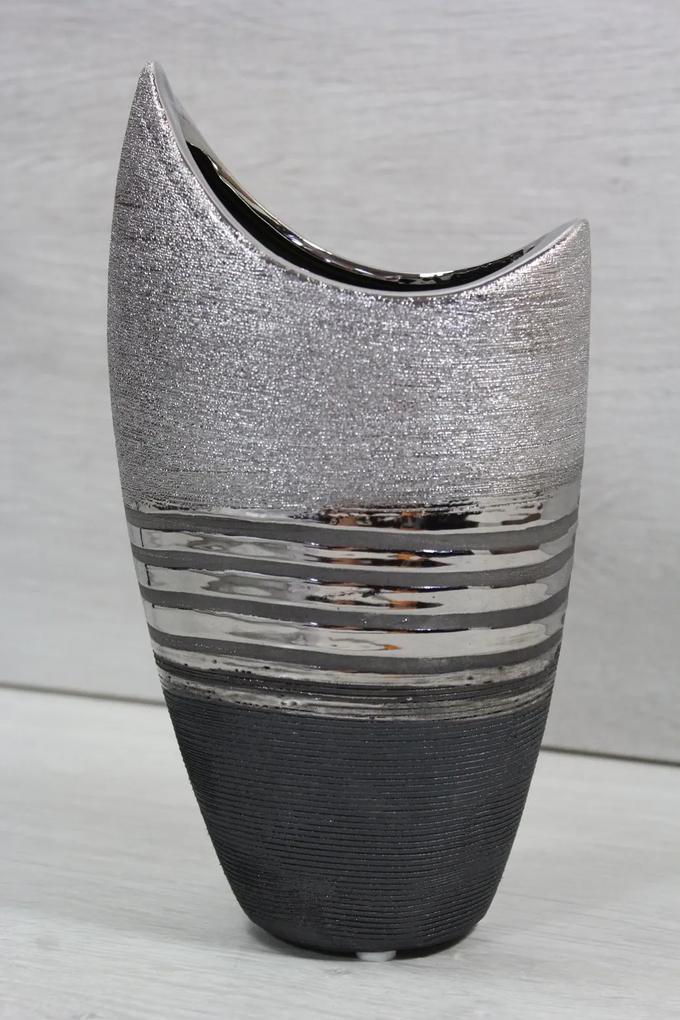 Keramická váza strieborno-sivá (v. 23 cm)
