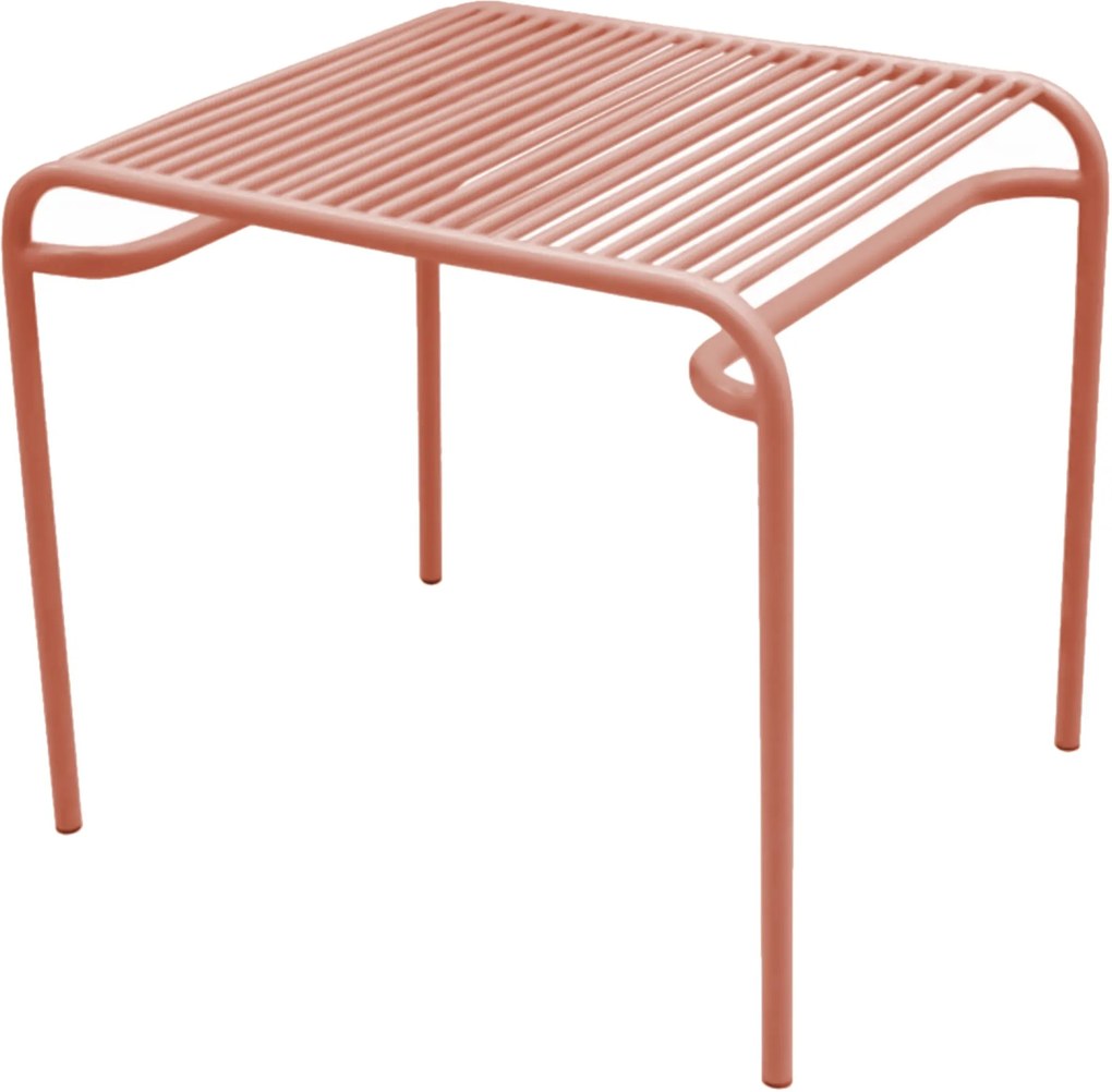 LEITMOTIV Exteriérový stolík Lineate Metal tehlová 58 × 48 × 50 cm