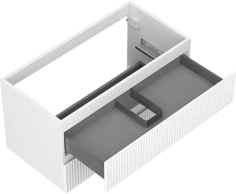 Mexen Rivel, kúpeľňová skrinka 90 cm, 2 zásuvky, drážkovaná, biela matná, 91A20-09047-2-BFF01