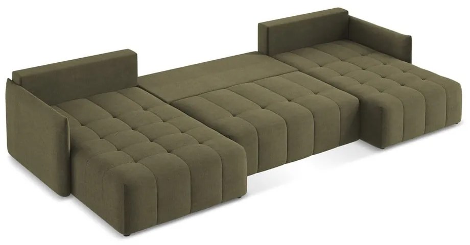 Khaki rozkladacia/s úložným priestorom rohová pohovka (do tvaru "U") Moku – Makamii