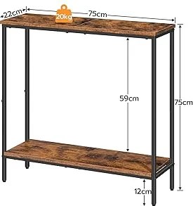 Konzolový stolík Vasagle Mijon 75 cm hnedý/čierny