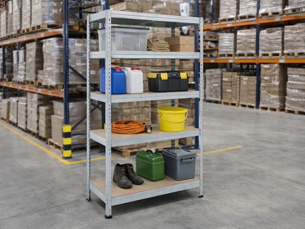 Akcia 5x Regál 183x90x30 cm pozinkovaný 5-policový, nosnosť 1000 kg, RIVET