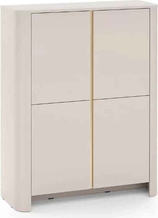 Vysoká komoda Sorrenti 103 cm - kašmírová / zlatá