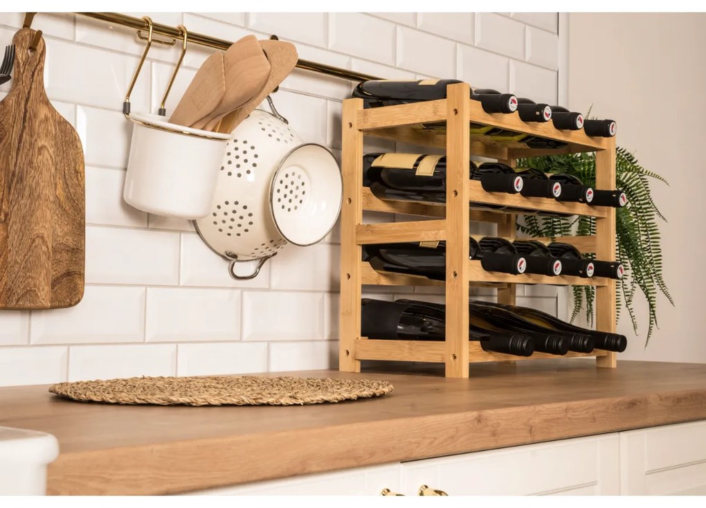 G21 Bambusový stojan na víno, 16 fliaš, M