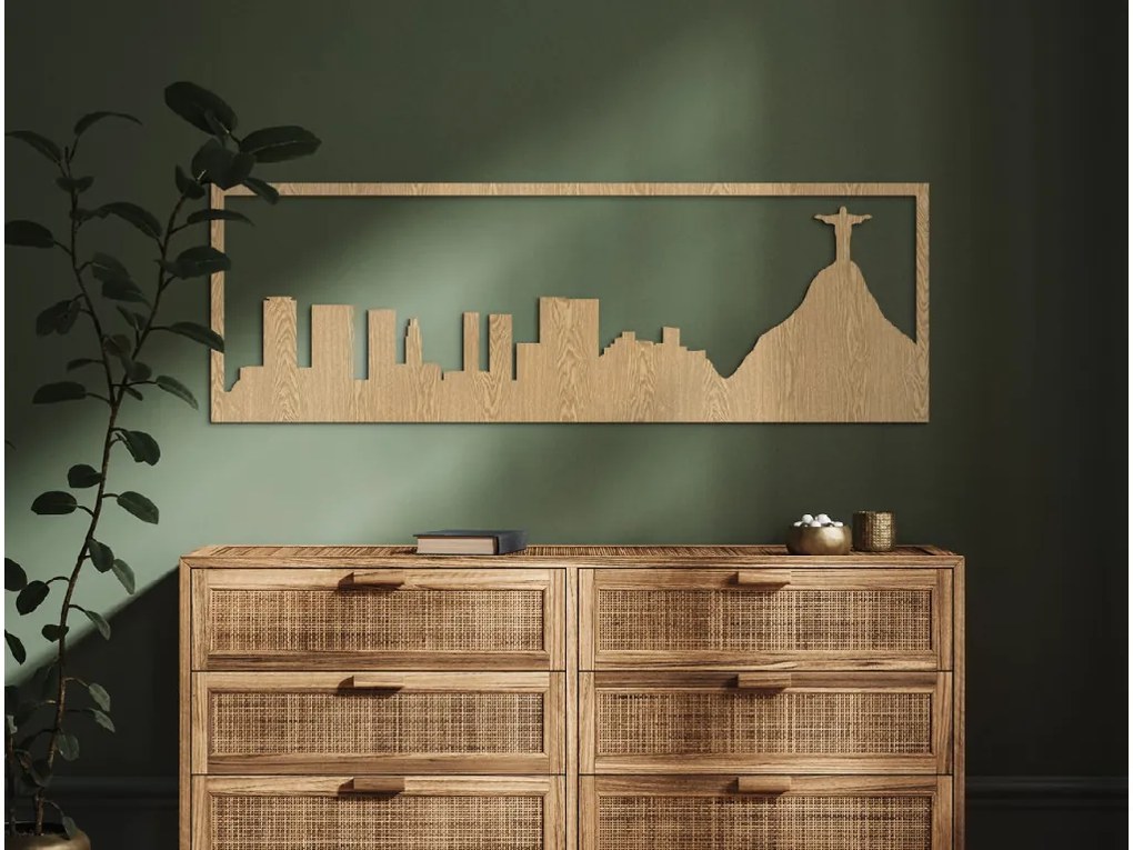 drevko Obraz Rio de Janeiro panoráma Rozmer obrazu: 29,5 x 89 cm, Farba dekorácie: Čierna