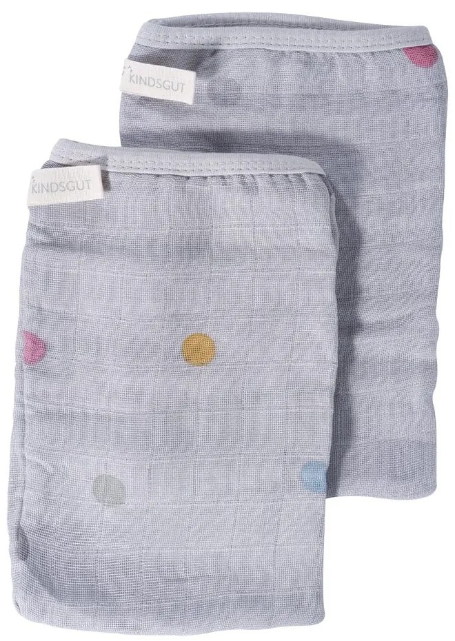 Súprava 2 sivých mušelínových uteráčikov Kindsgut Dots, 14 x 20 cm