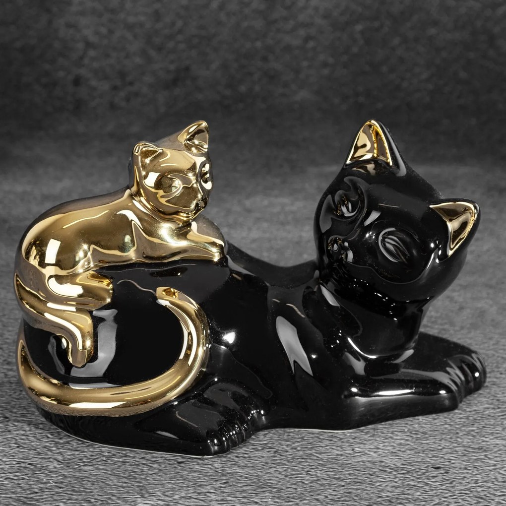 DEKORAČNÁ SOŠKA CAT 20X11X12 CM ČIERNA